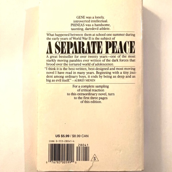 A Separate Peace Book - Picture 2 of 3